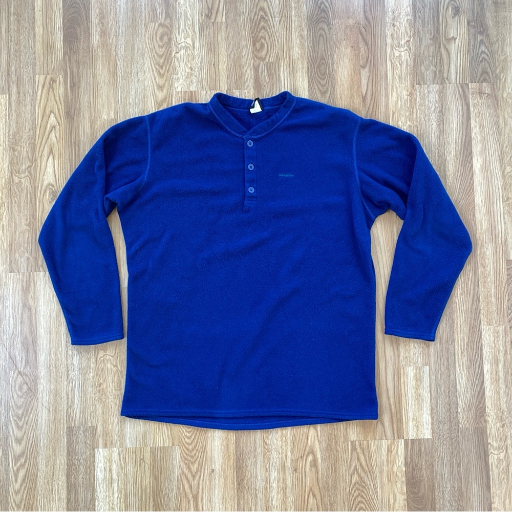Patagonia Men's Deep Blue Henley Long Sleeve Capilene Fleece